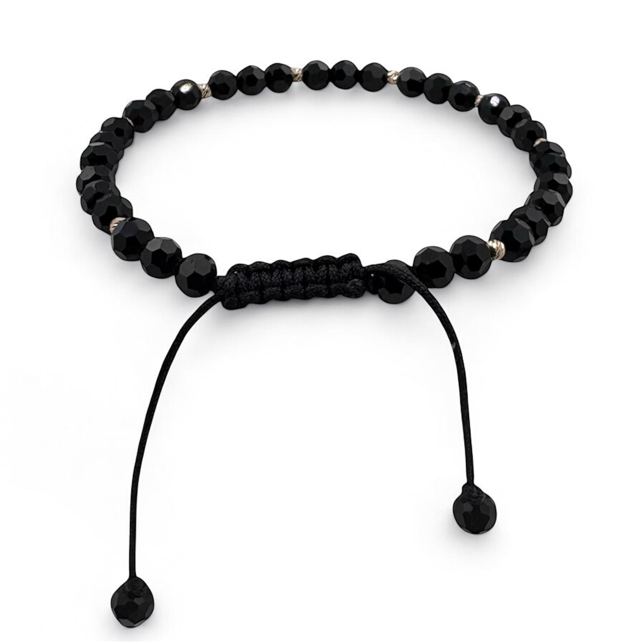 Bratara Bilute Slash Aur 14K cu Margele Negre