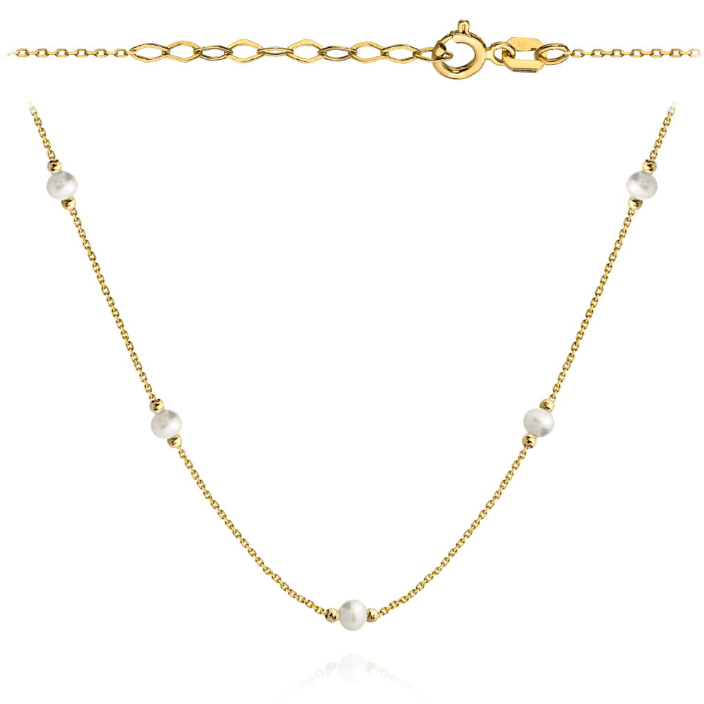 Colier cu Perle si Bilute- Aur 14k