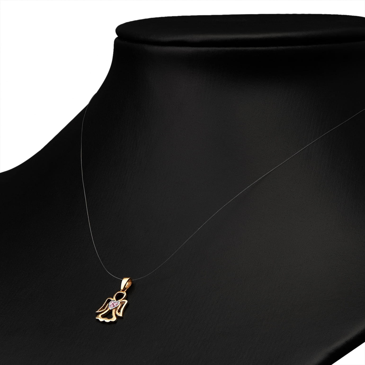 Pandantiv Înger din Aur 8K cu Piatră Roz