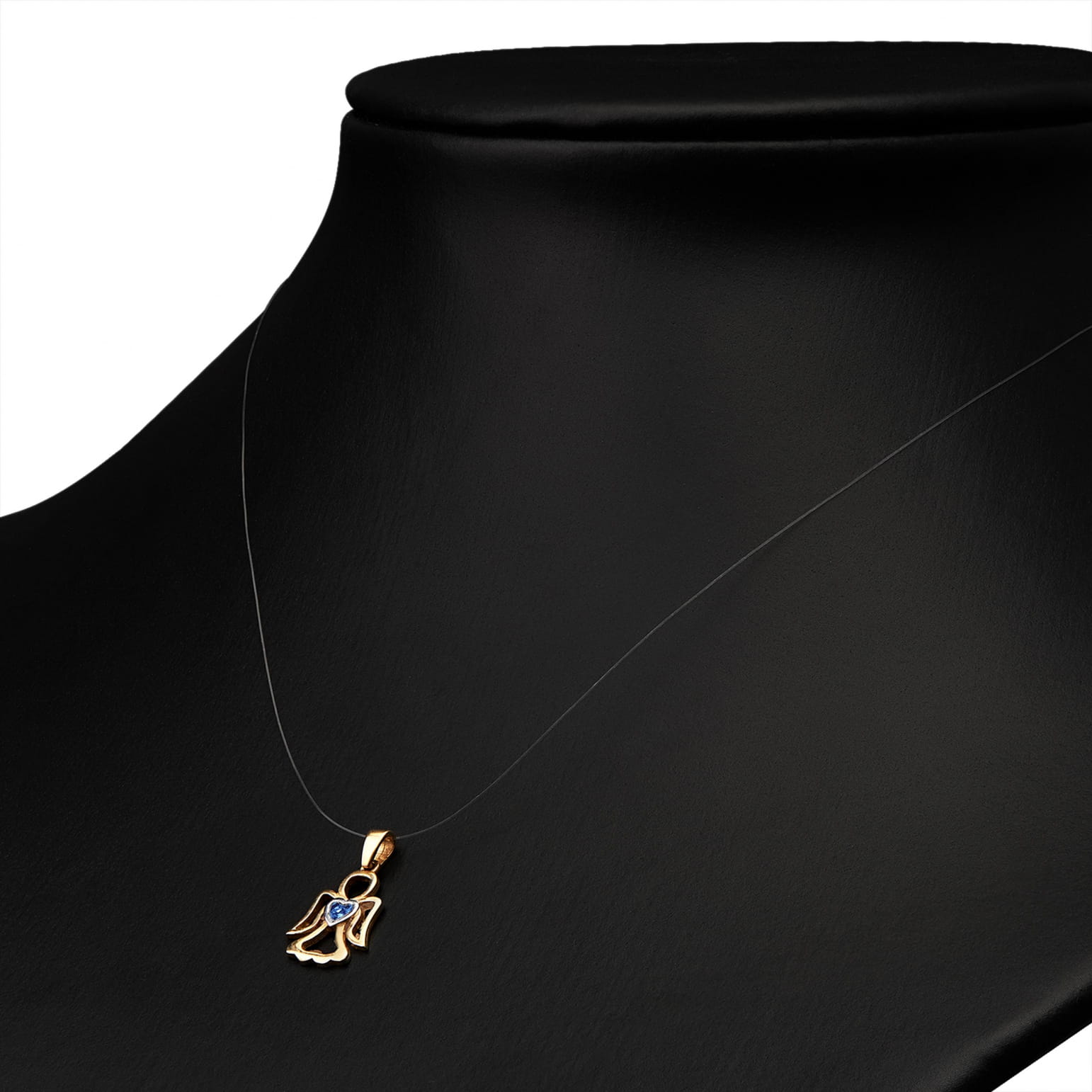 Pandantiv Înger Aur 8K cu Piatră de Safir