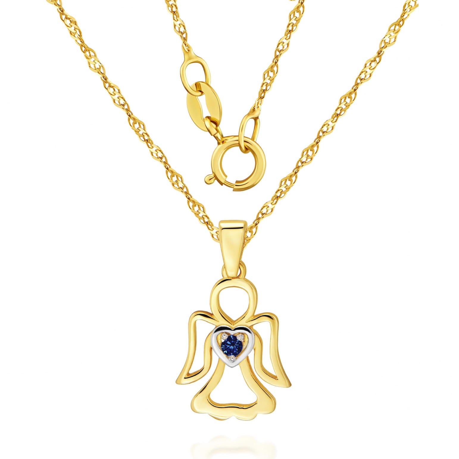 Pandantiv Înger Aur 8K cu Piatră de Safir