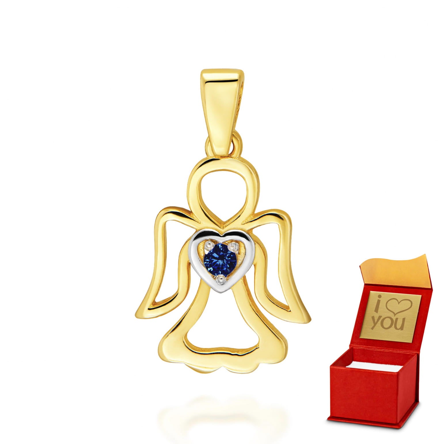 Pandantiv Înger Aur 8K cu Piatră de Safir