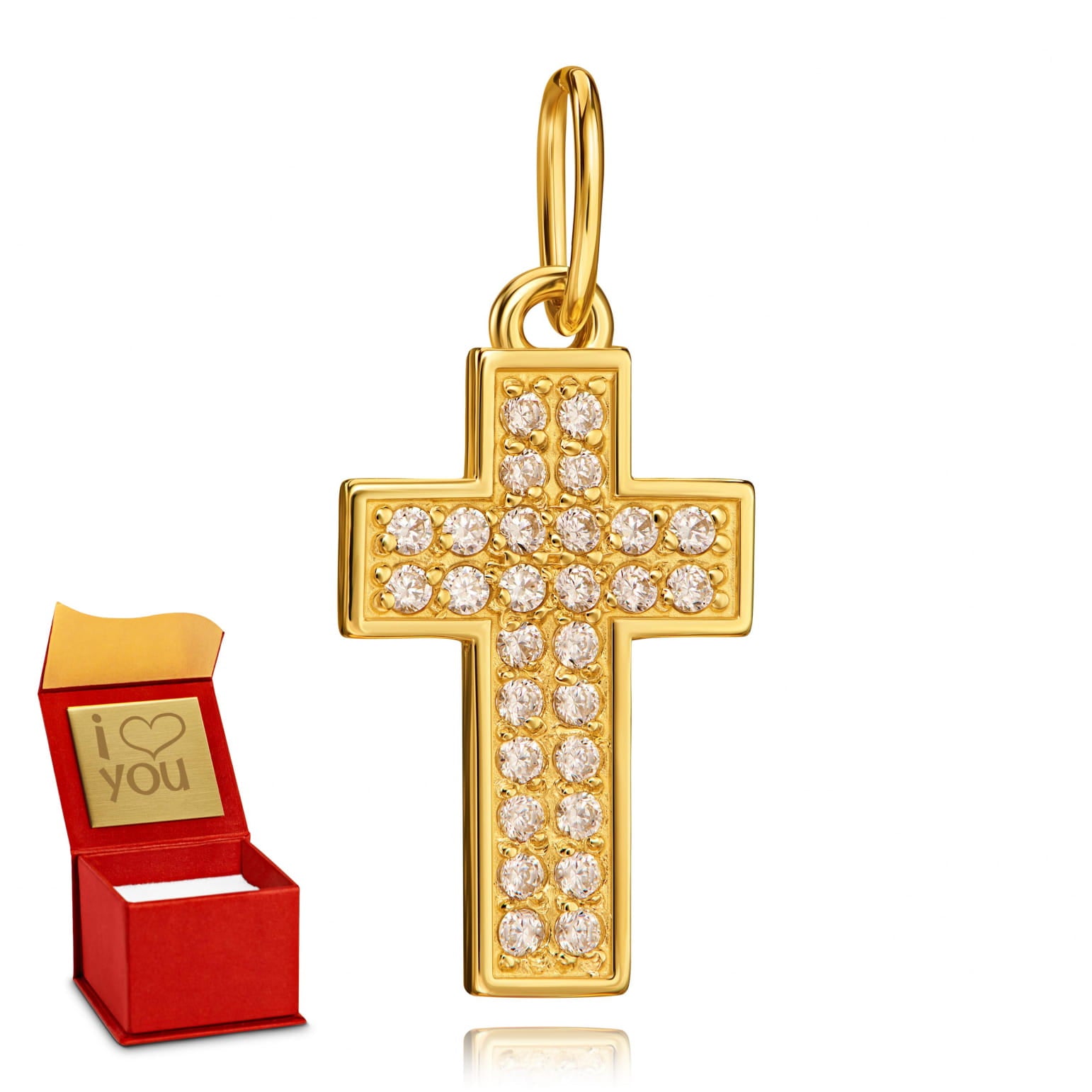 Cruciuliță Elegantă cu Pietre Albe din Aur 8K (3.3021)