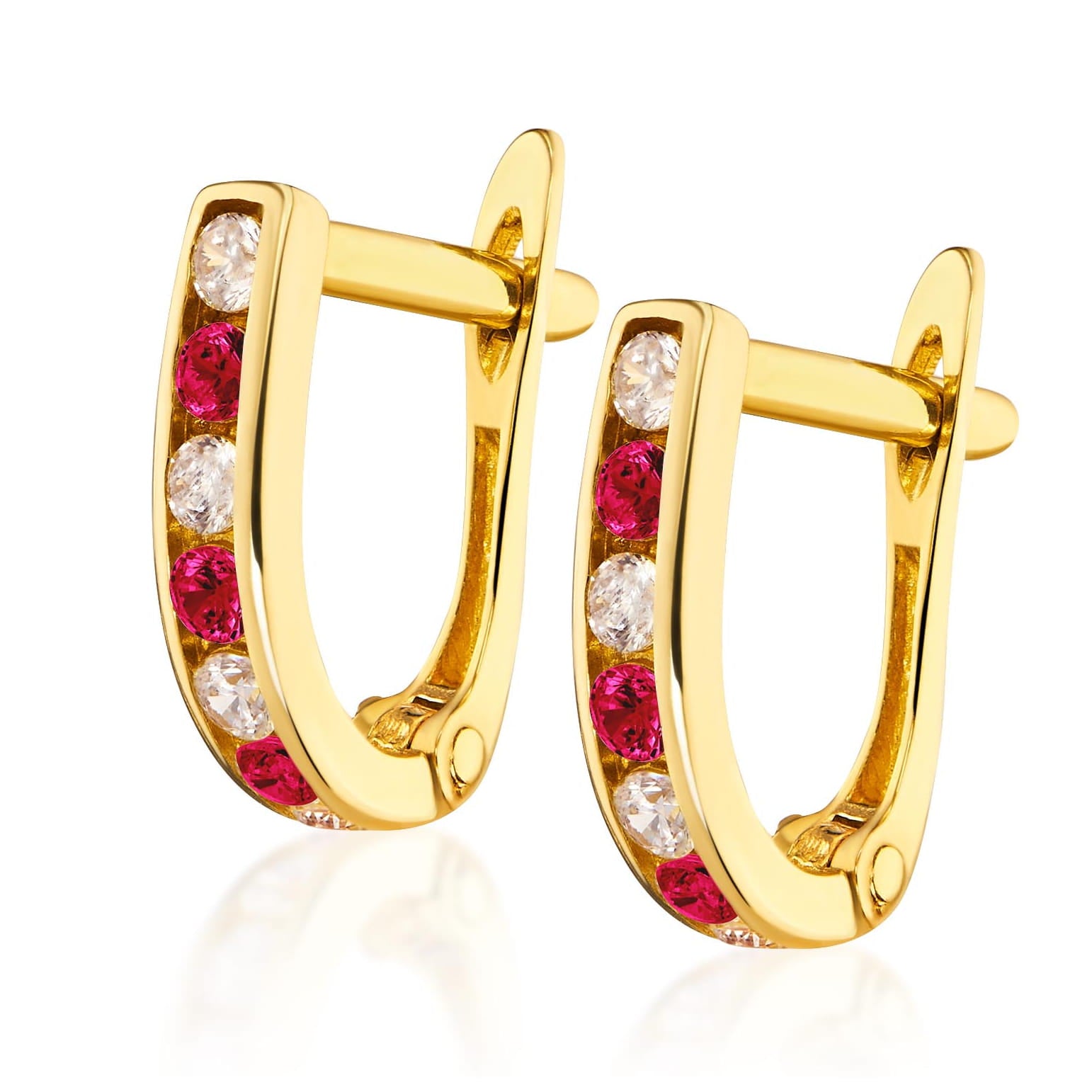 Cercei Aur 8K Dróżki Sparkle cu Rubin și Zirconiu