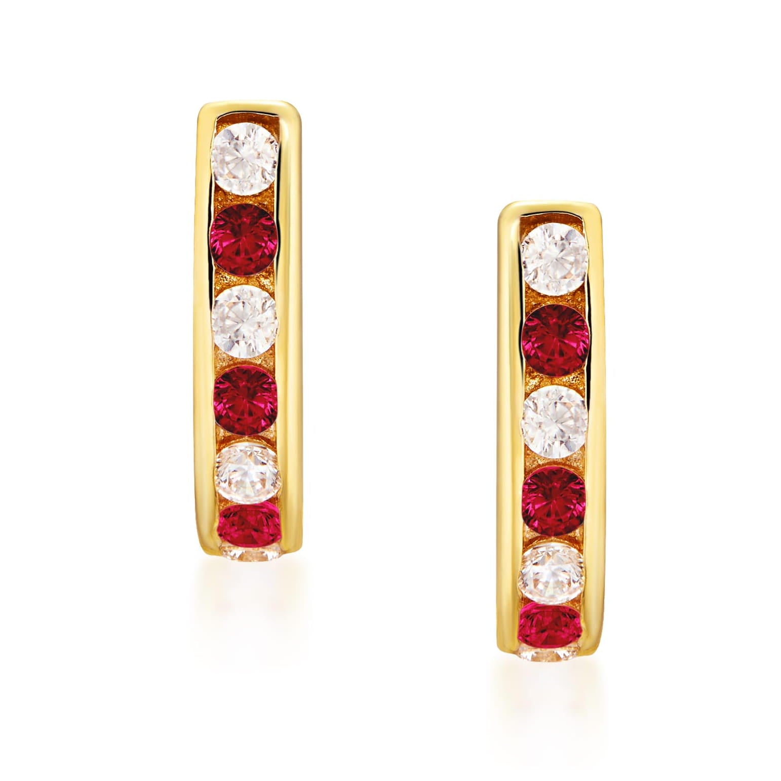 Cercei Aur 8K Dróżki Sparkle cu Rubin și Zirconiu