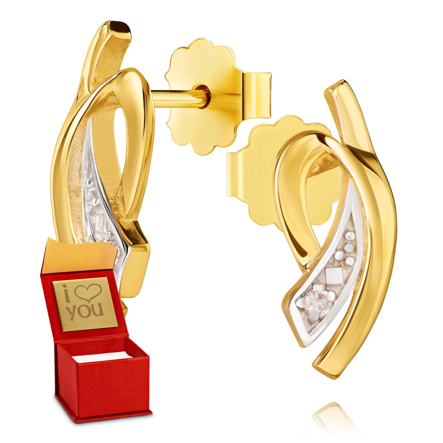 Cercei din Aur 8K cu Zirconiu Alb Elegant