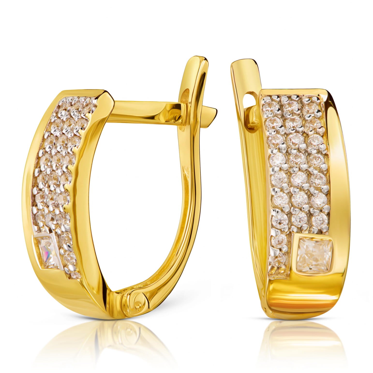 Cercei Aur 8K Clasici cu Pietre Albe Delicate