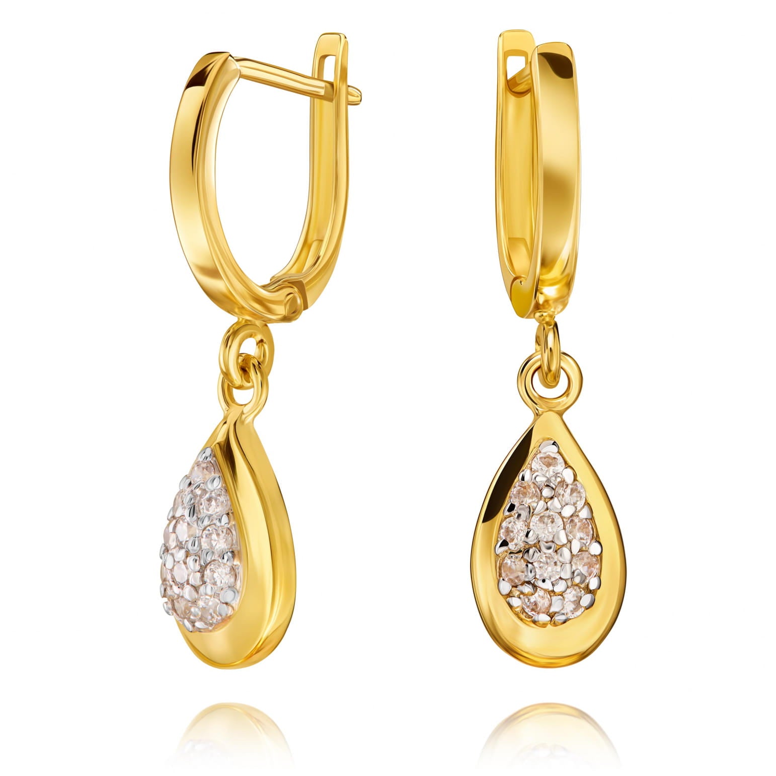 Cercei Aur 8K Lacrimă cu Zirconii Albe