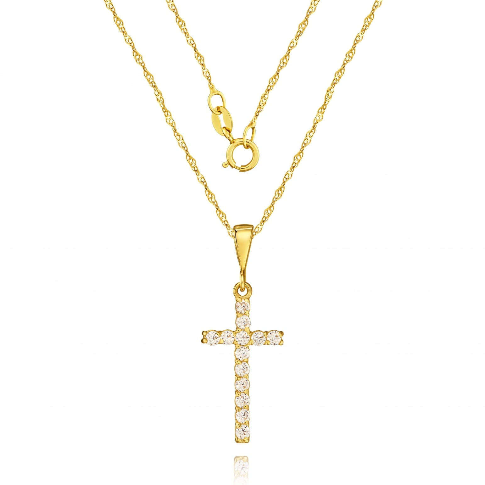 Cruciuliță Elegantă cu Zirconiu, Aur 8K M.09