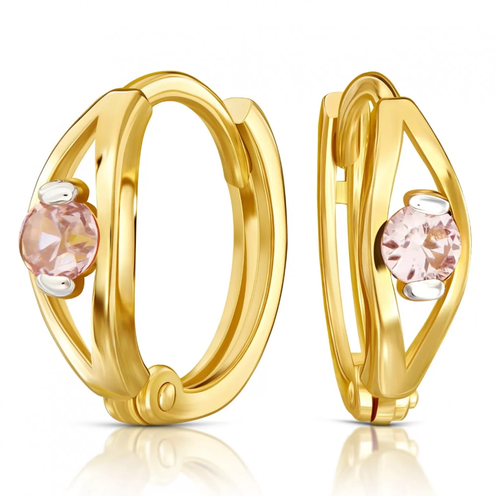 Cercei Rotunzi din Aur Roz 8K cu Zirconiu