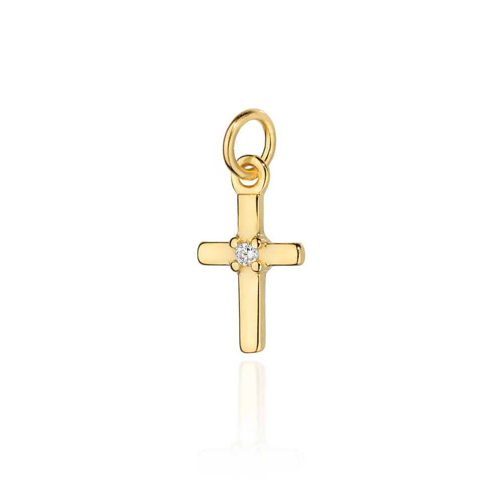 Pandantiv Aur 14k cu Cruciulita si Zircon