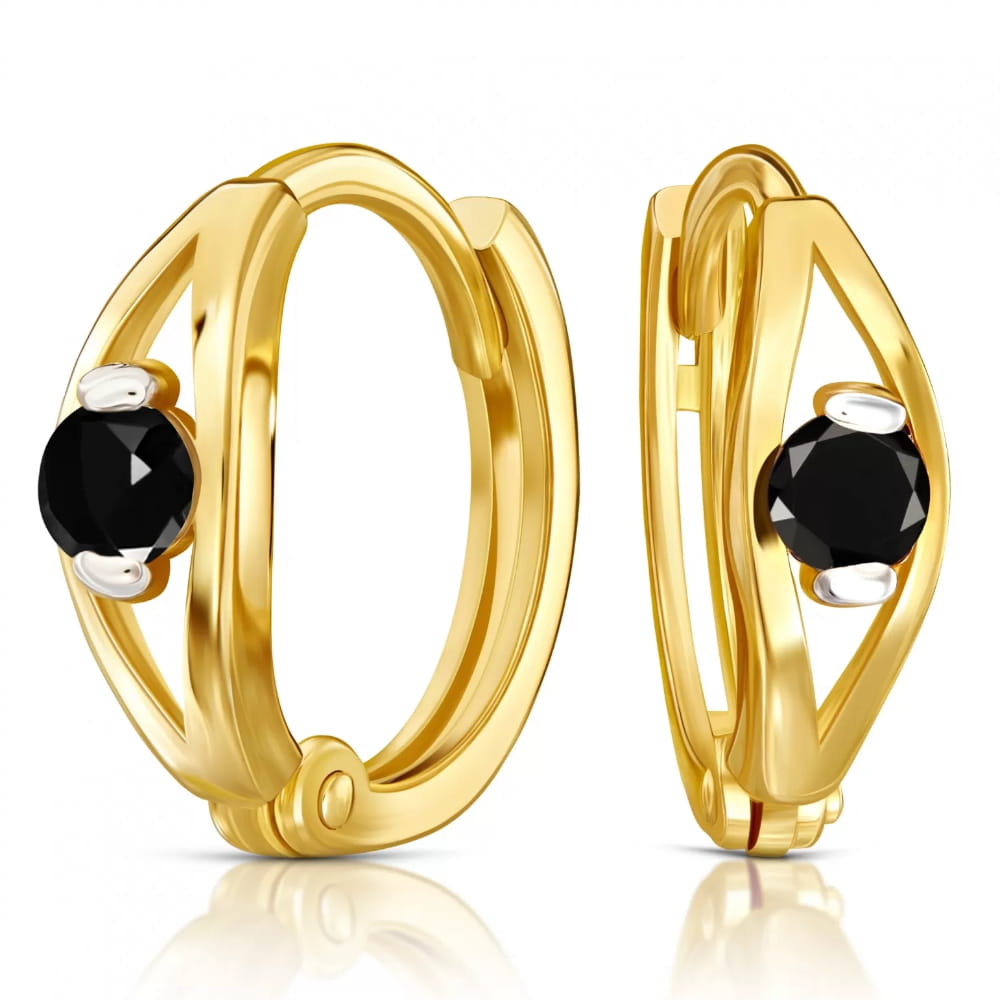 Cercei Rotunzi Aur 8K cu Zirconiu Negru