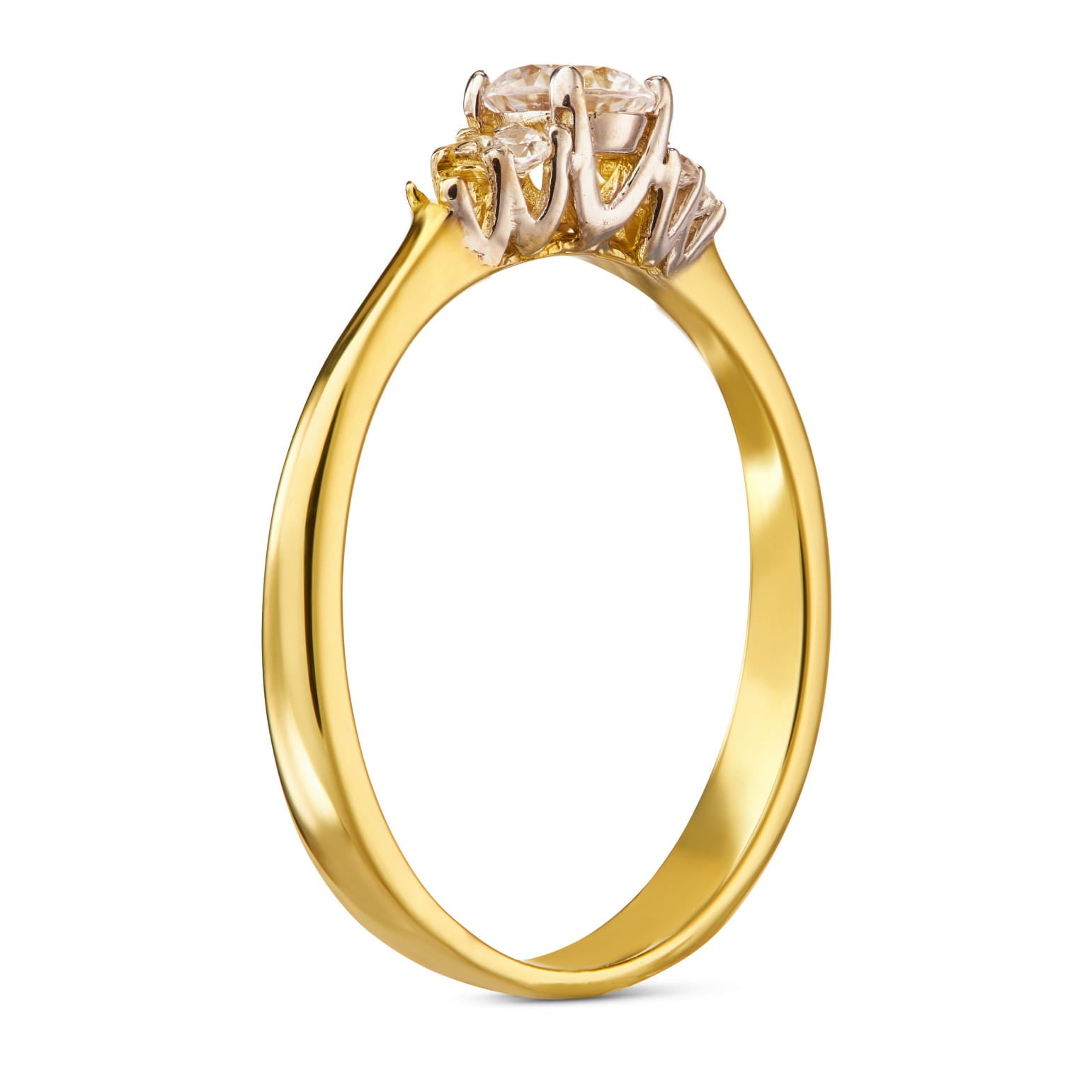 Inel din Aur 8K, Model Clasic cu Pietre Albe