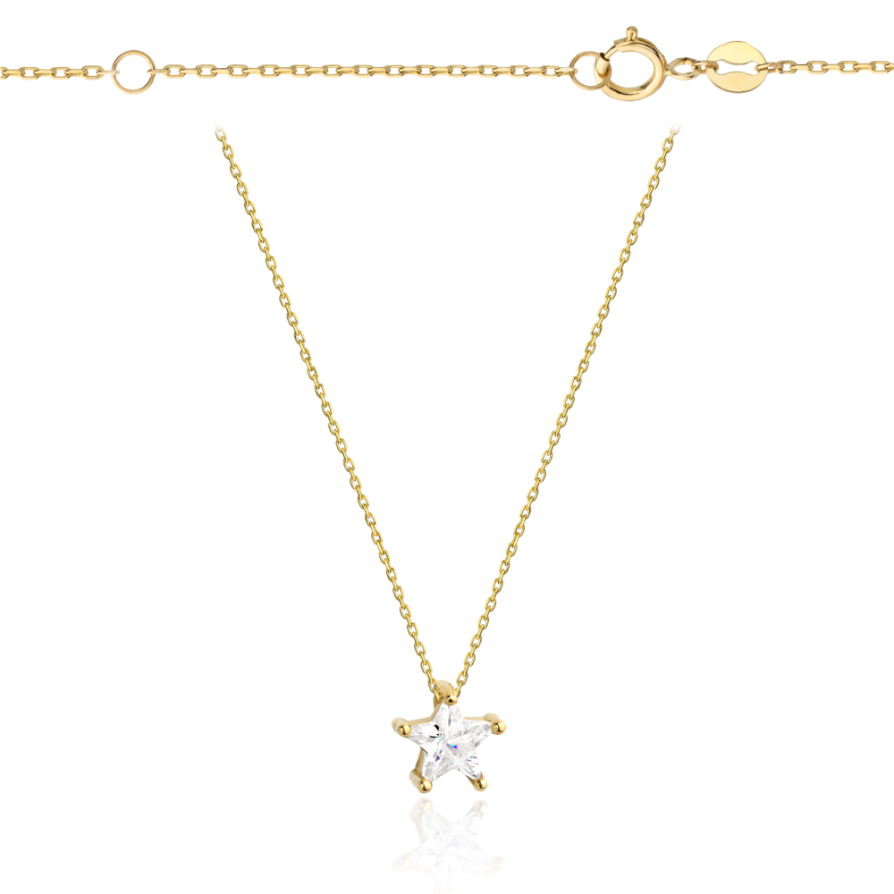 Colier cu Stea si Cristal- Aur 14k