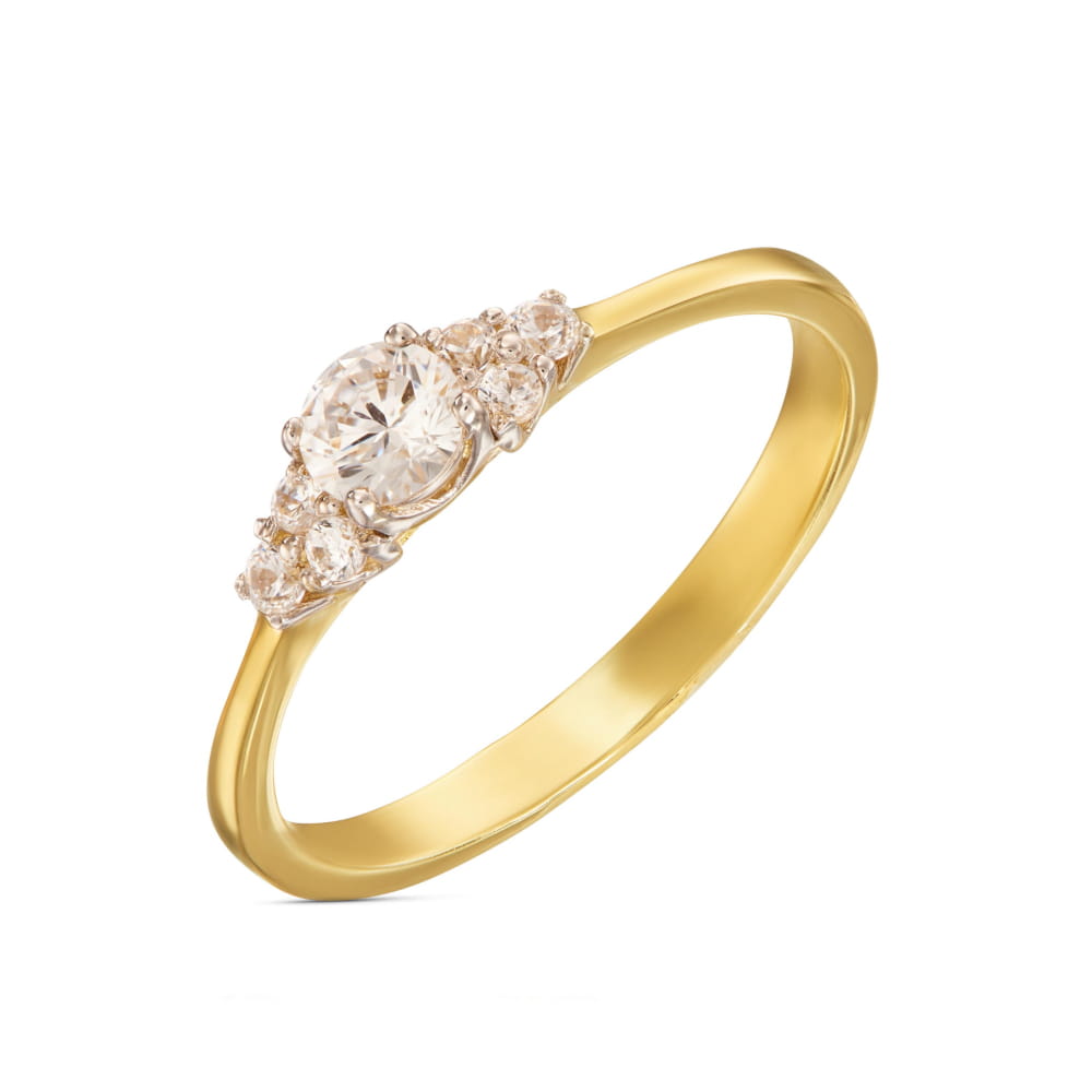 Inel din Aur 8K, Model Clasic cu Pietre Albe