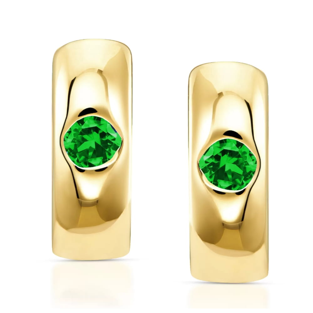 Cercei Rotunzi din Aur 8K cu Zirconiu Verde