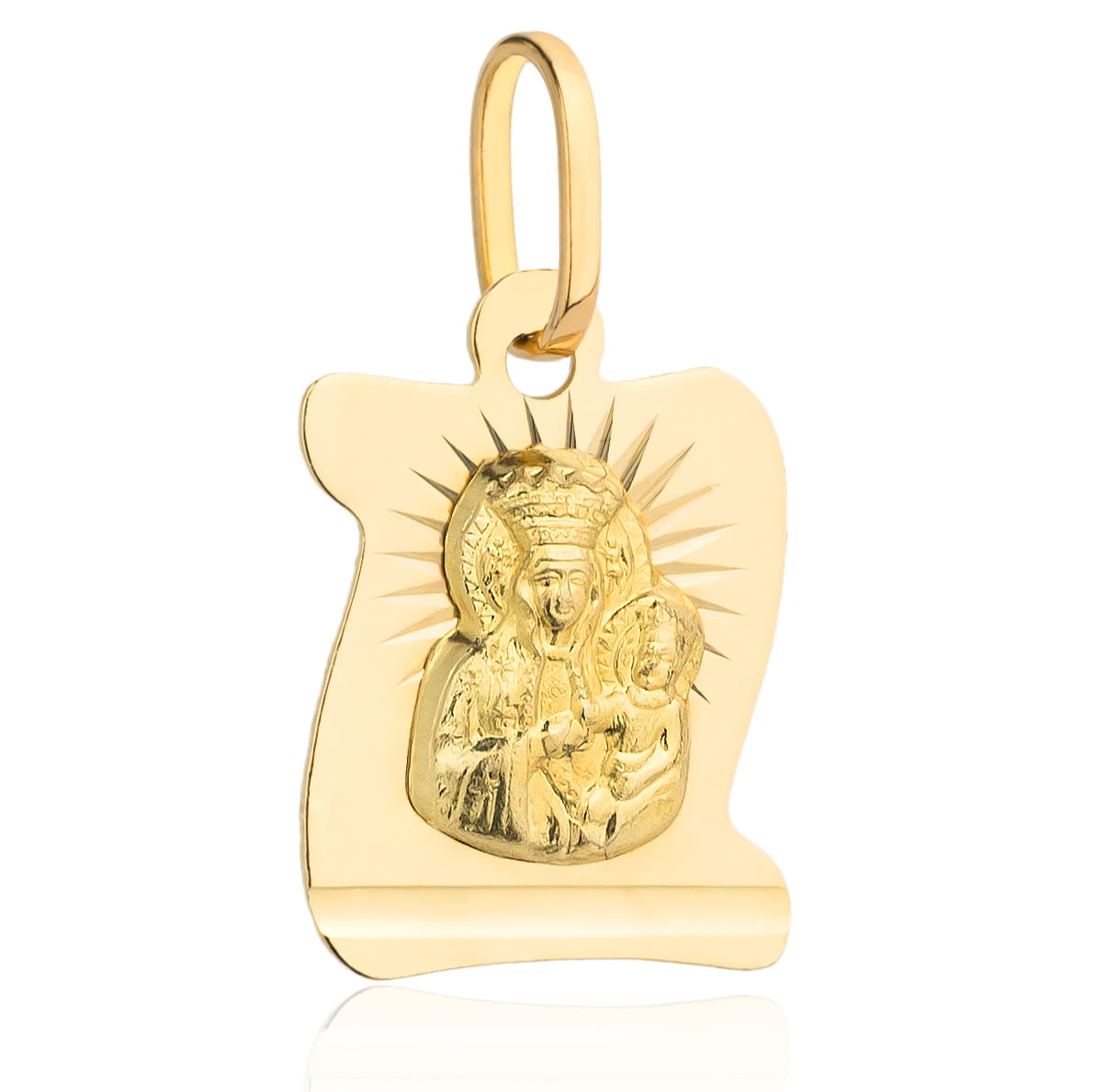 Medalion Papirus Aur 14k cu Maica Domnului si Iisus