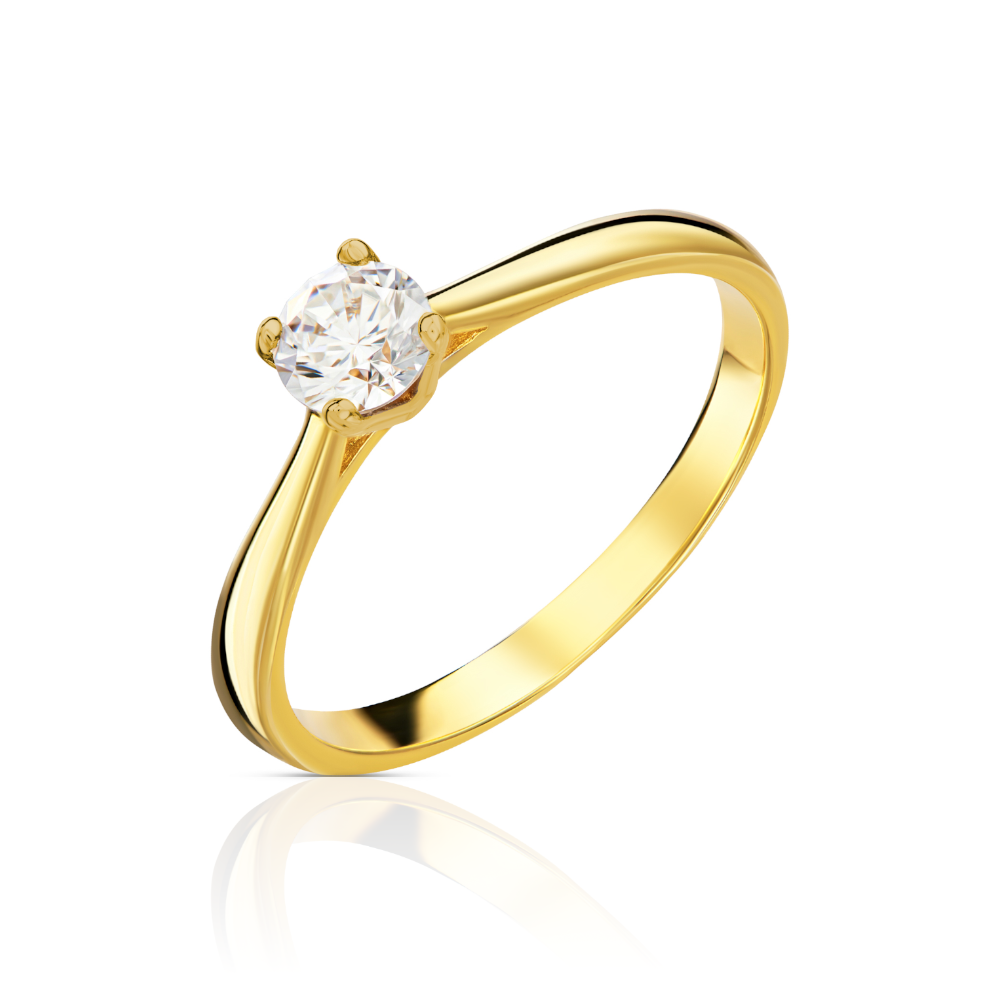 Inel Aur 14K cu Zirconiu Central – Eleganță Atemporală