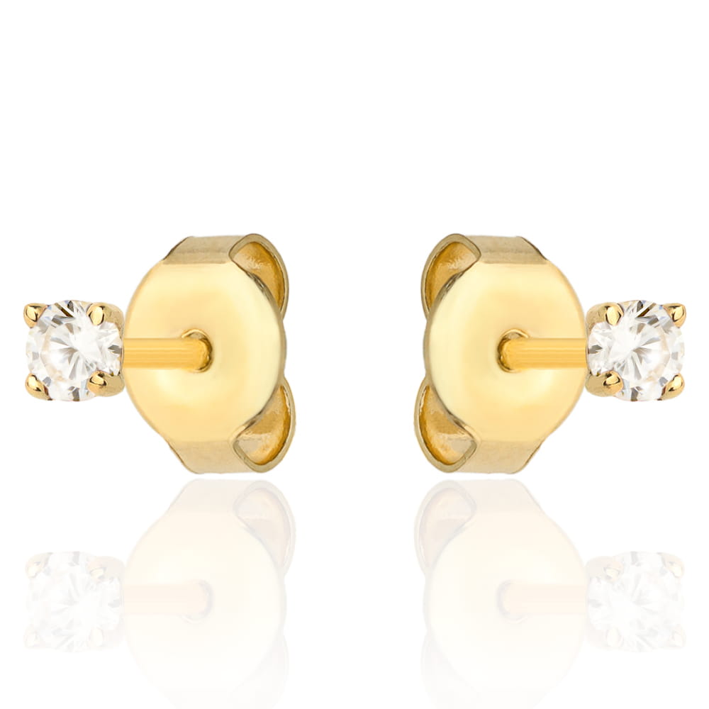 Cercei de aur cu zircon alb central