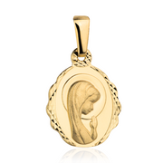 Medalion Aur cu Fecioara Maria Rugându-se și Diamante Delicate