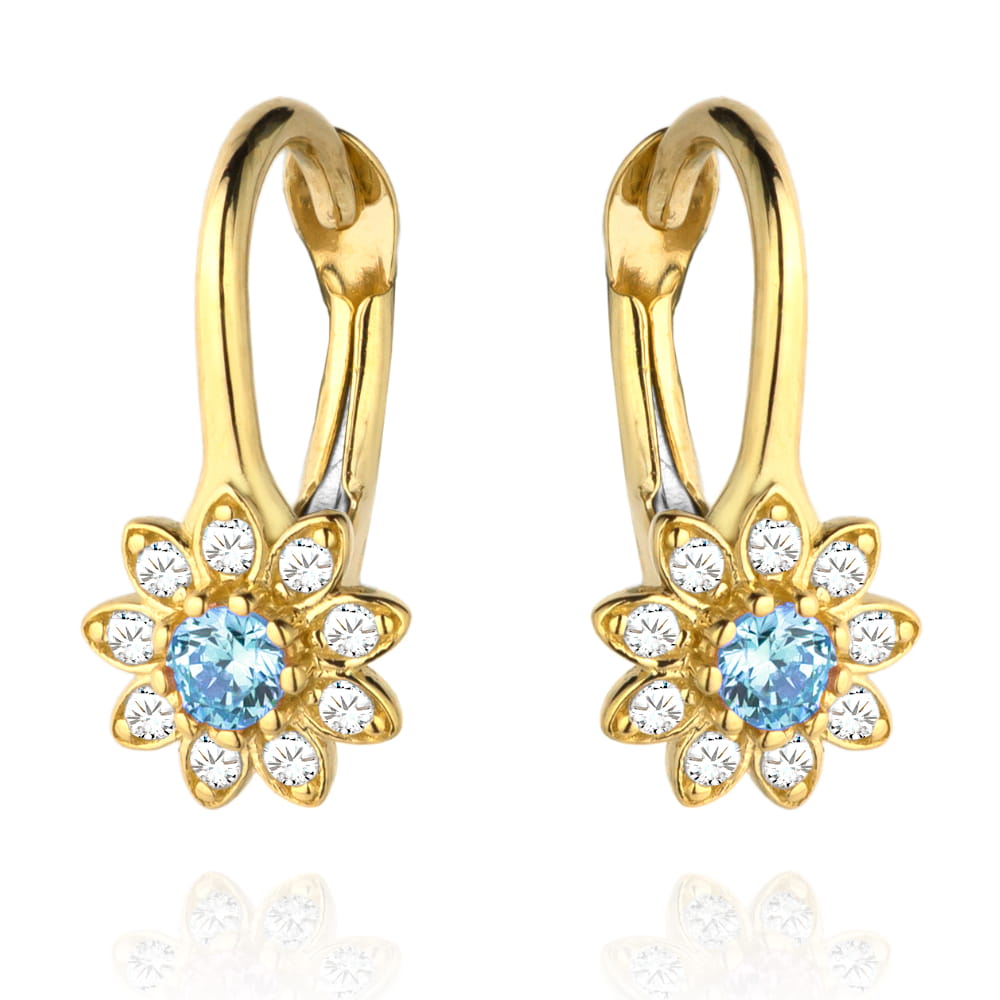 Cercei Aur 14k cu Floricele si Zirconii