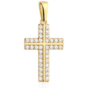 Pandantiv Aur 14k cu Cruce si Zirconii Albe