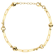 Bratara cu Inimioare si Chei cu Zale Impletite- Aur 14k