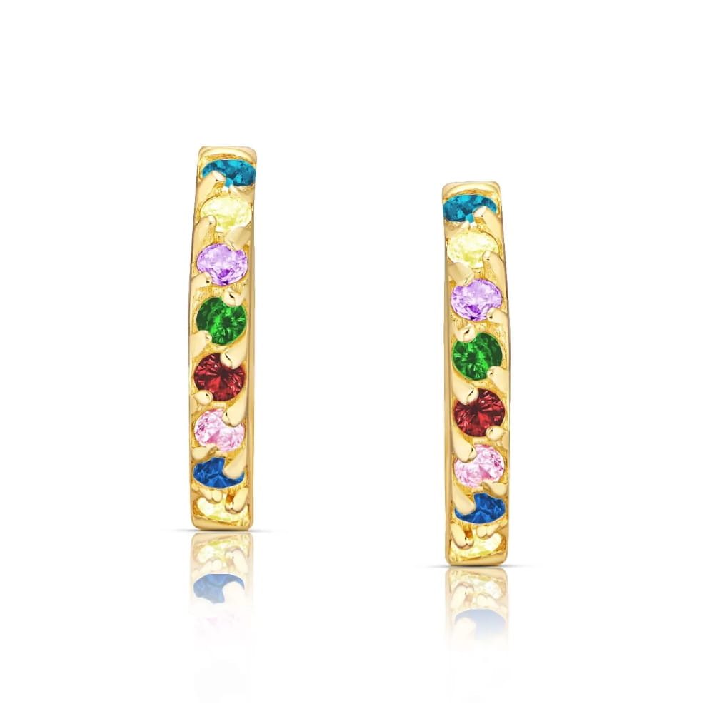 Cercei cerc de aur împânziți cu pietre colorate