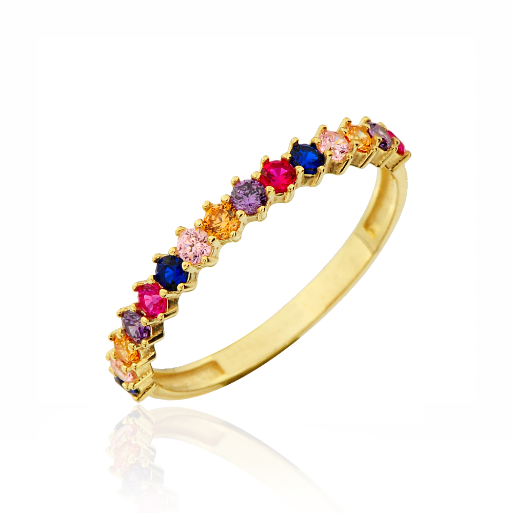 Inel Aur 14k cu Zirconii Multicolore