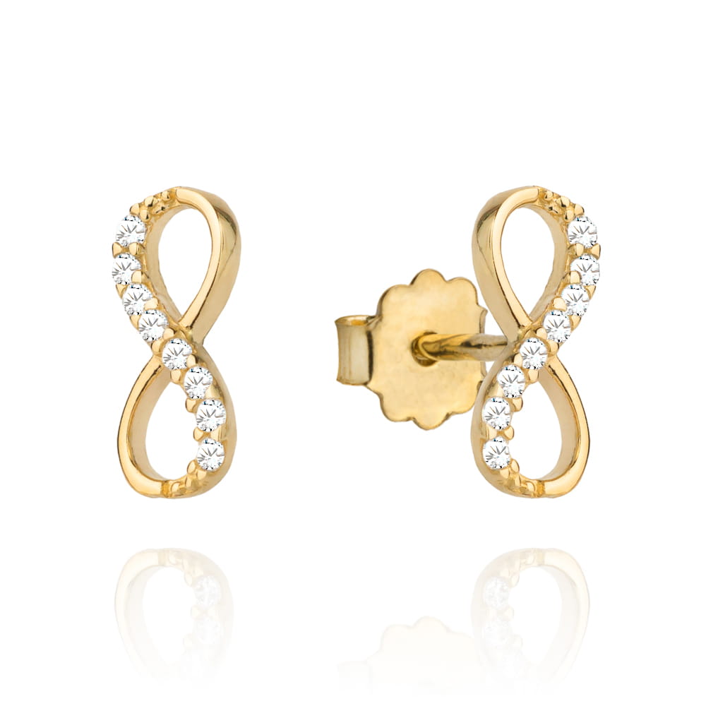 Cercei Aur 14k cu Infinit si Zirconii Albe