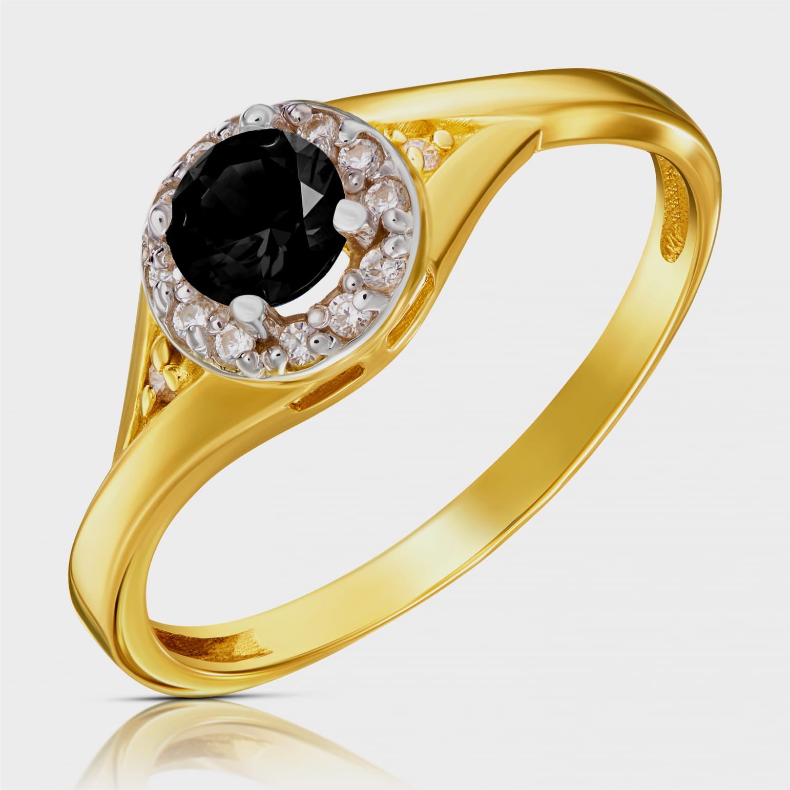 Inel Lady Glamour Aur 8K cu Piatră Neagră - Eleganță Atemporală