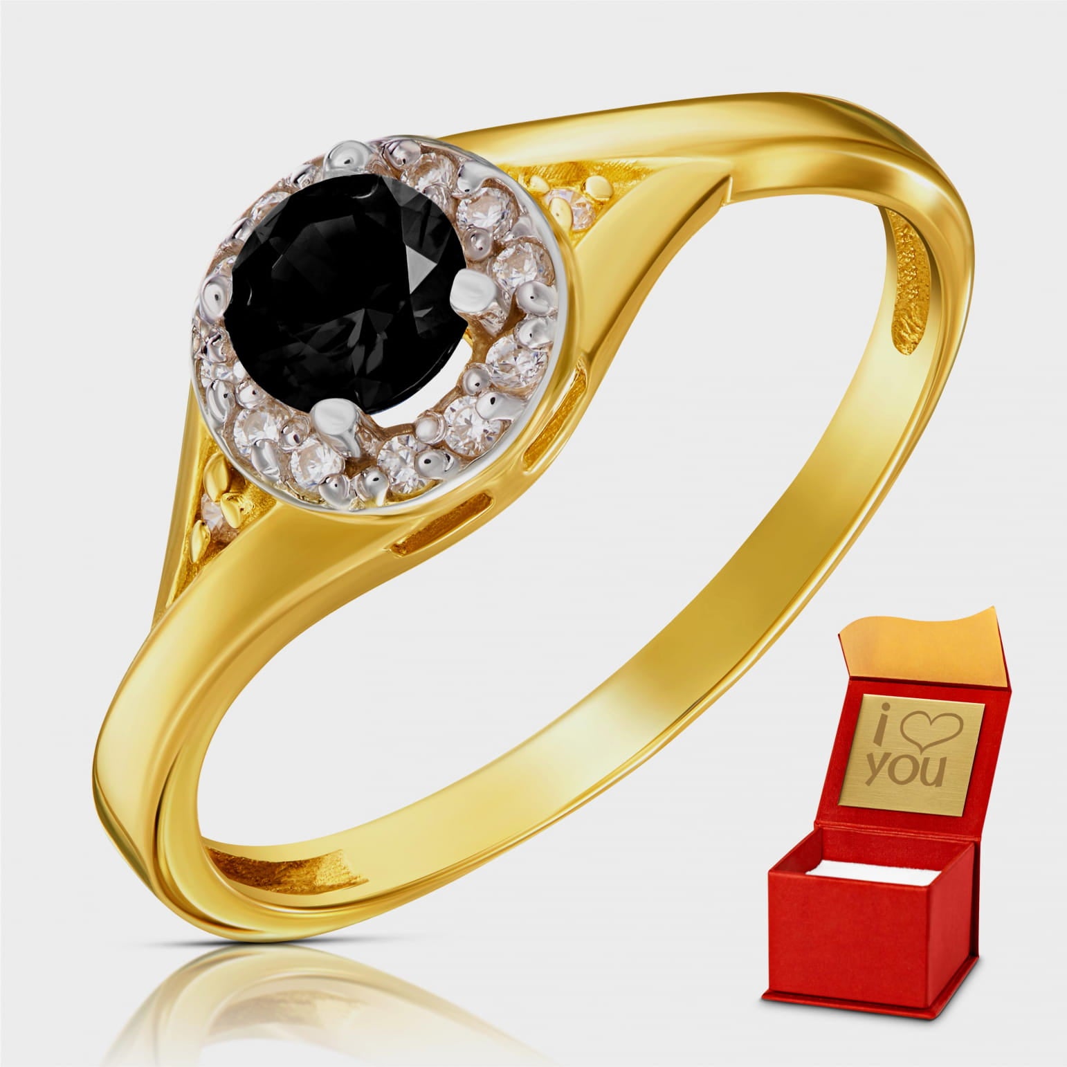 Inel Lady Glamour Aur 8K cu Piatră Neagră - Eleganță Atemporală