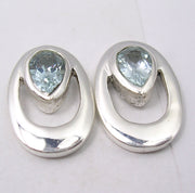 Cercei Argint 925 cu Topaz Albastru 1.5 cm lungime