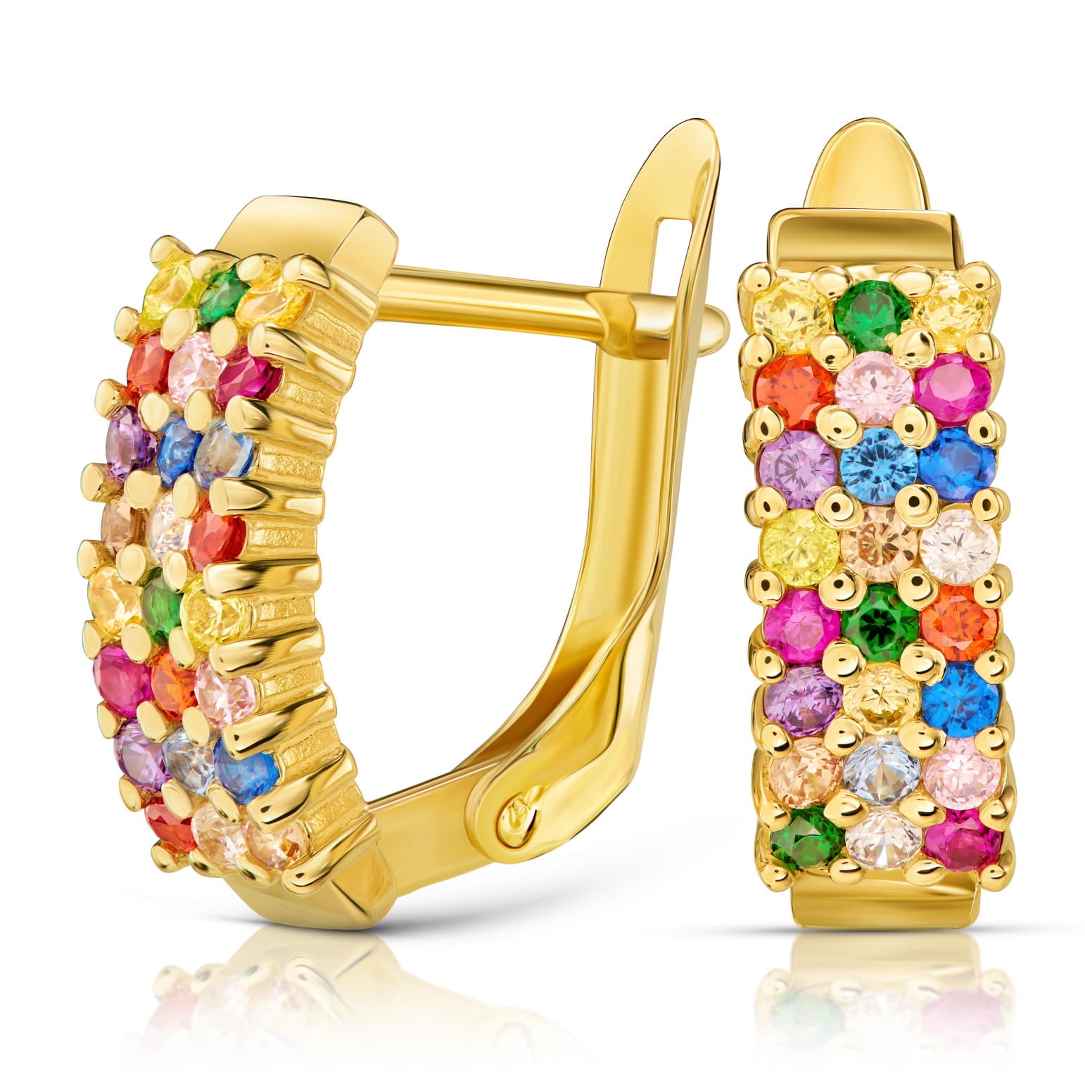 Cercei Aur 8K cu Pietre Colorate