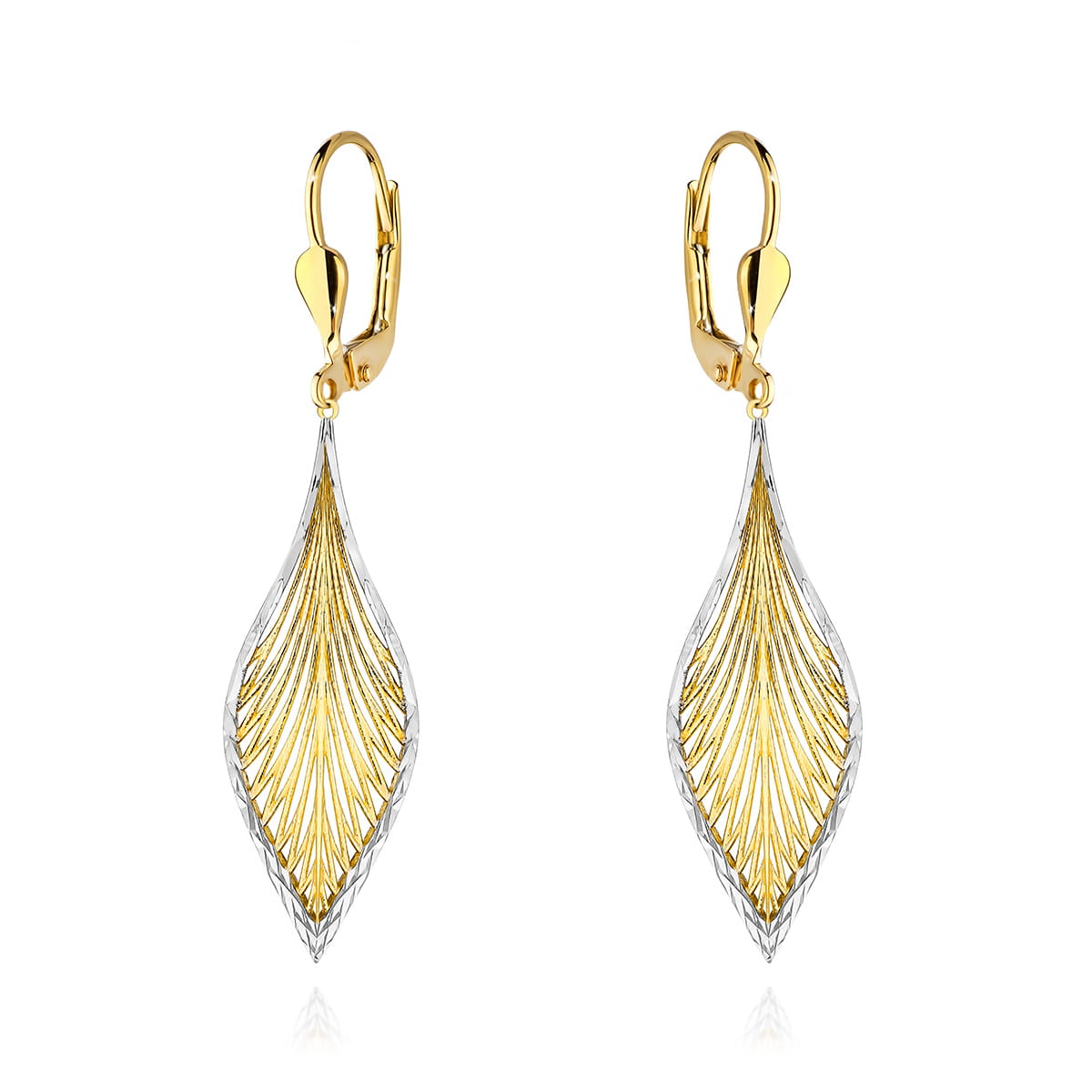 Cercei Aur 14K Listă Ajourate cu Detalii Finisate - Eleganță Florală