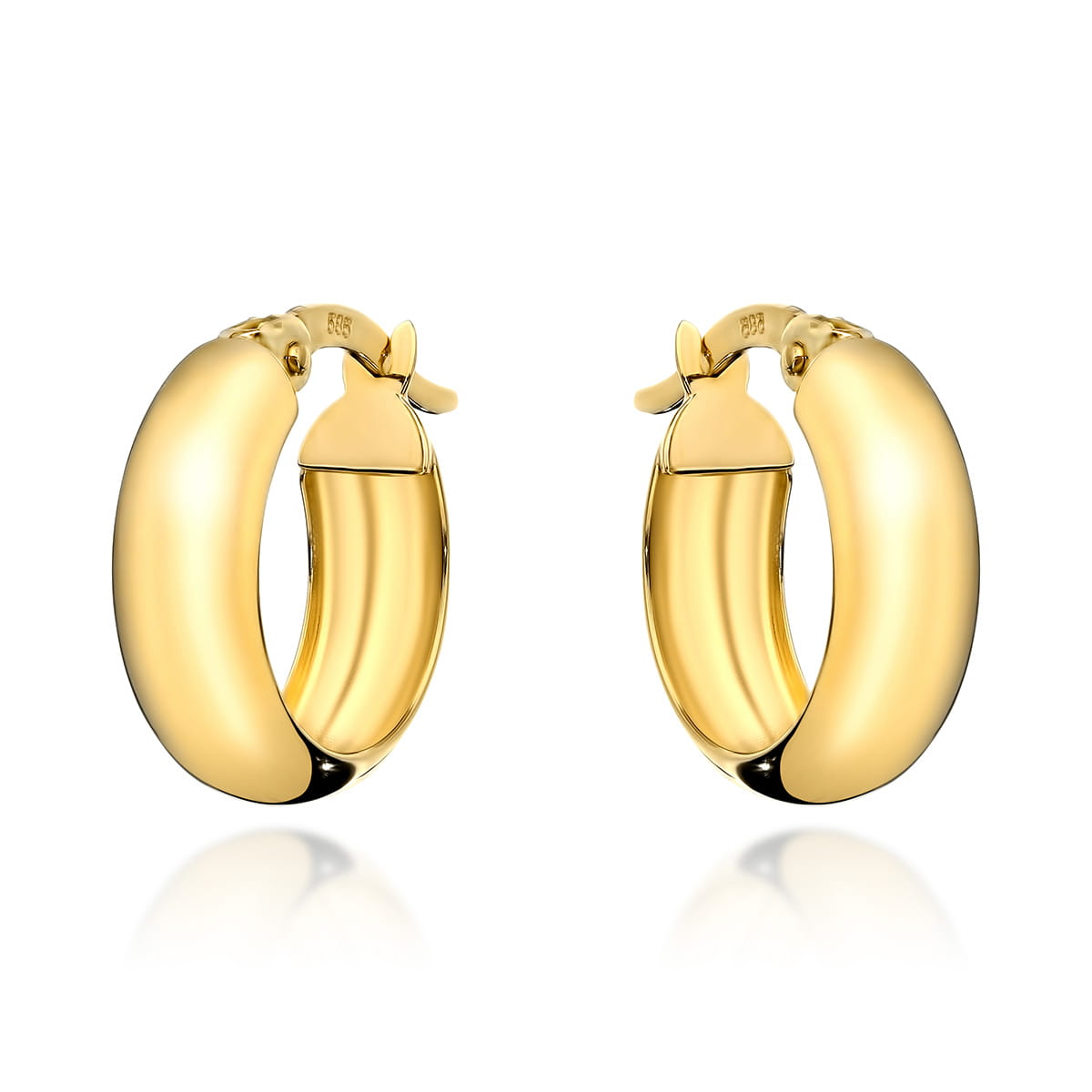 Cercei cu cercuri late din aur, mici, pe închizătoare englezească