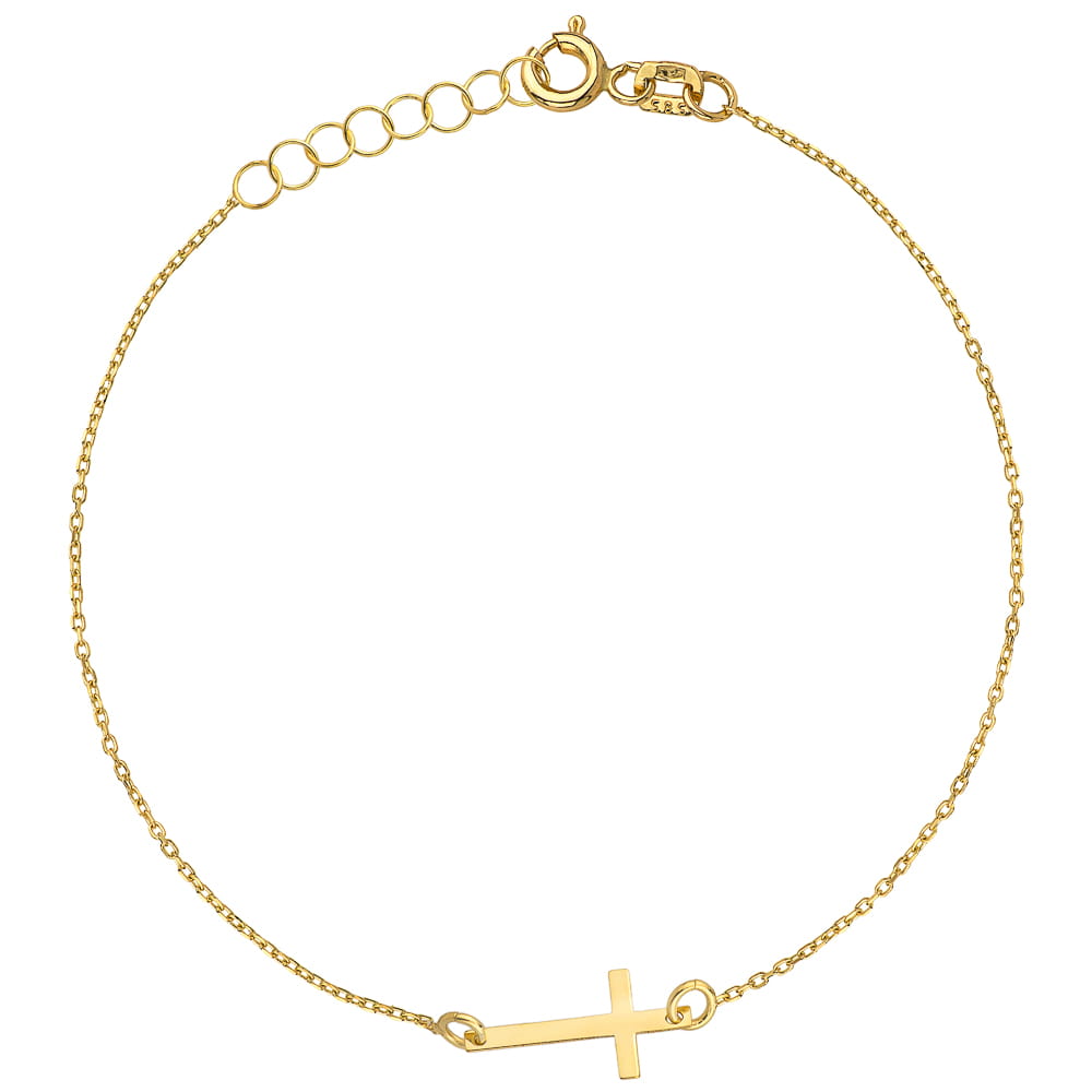 Brățară Delicată de Aur 14K cu Cruce