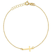 Brățară Delicată de Aur 14K cu Cruce