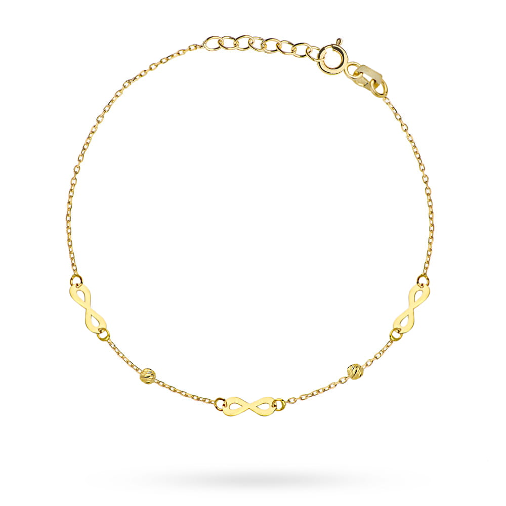 Bratara Lant cu Infinit si Bilute- Aur 14k