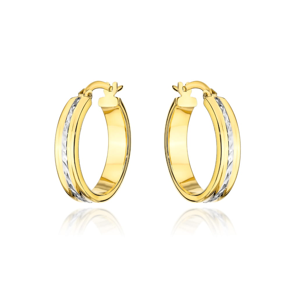 Cercei cu cerc și model alb în centru 1,8 cm