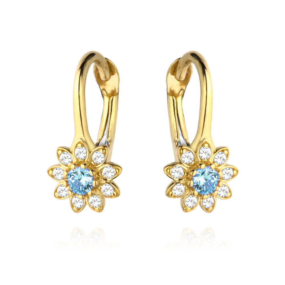 Cercei Aur 14k cu Floricele si Zirconii