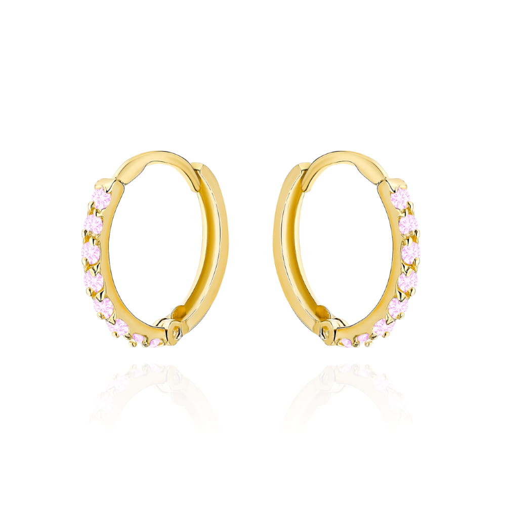 Cercei Creole Aur 14k cu Zirconii Roz