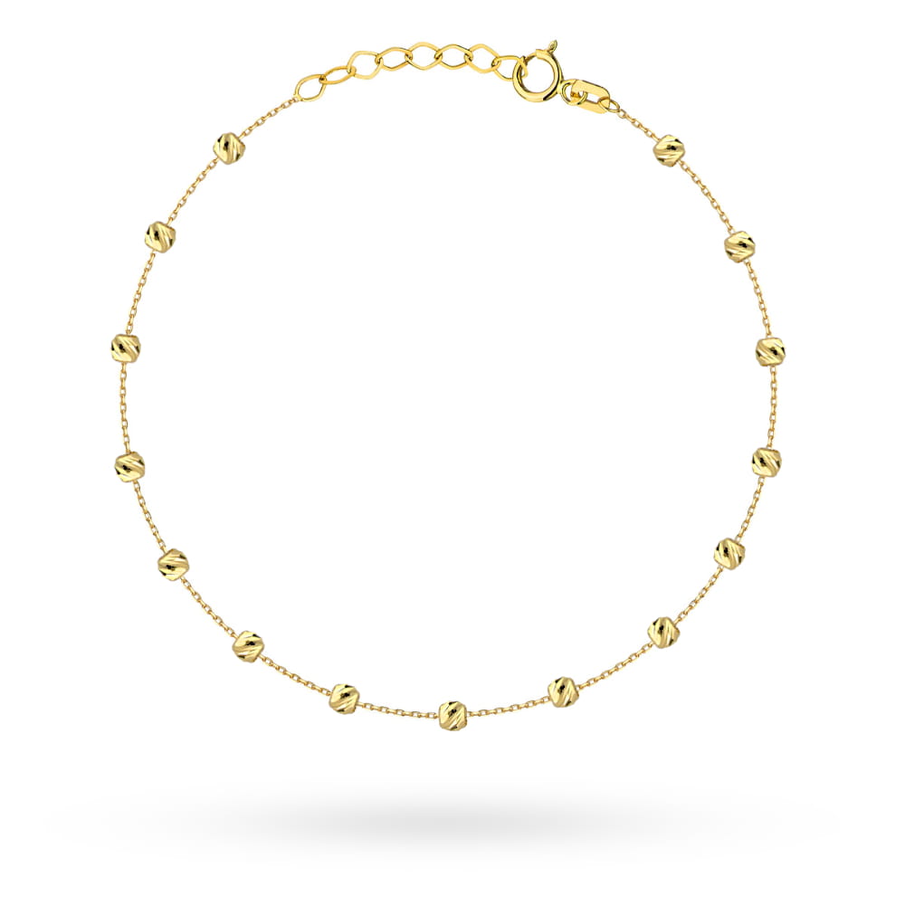Brățară de Picior Aur 14K Bile Diamantate - Eleganță Pură