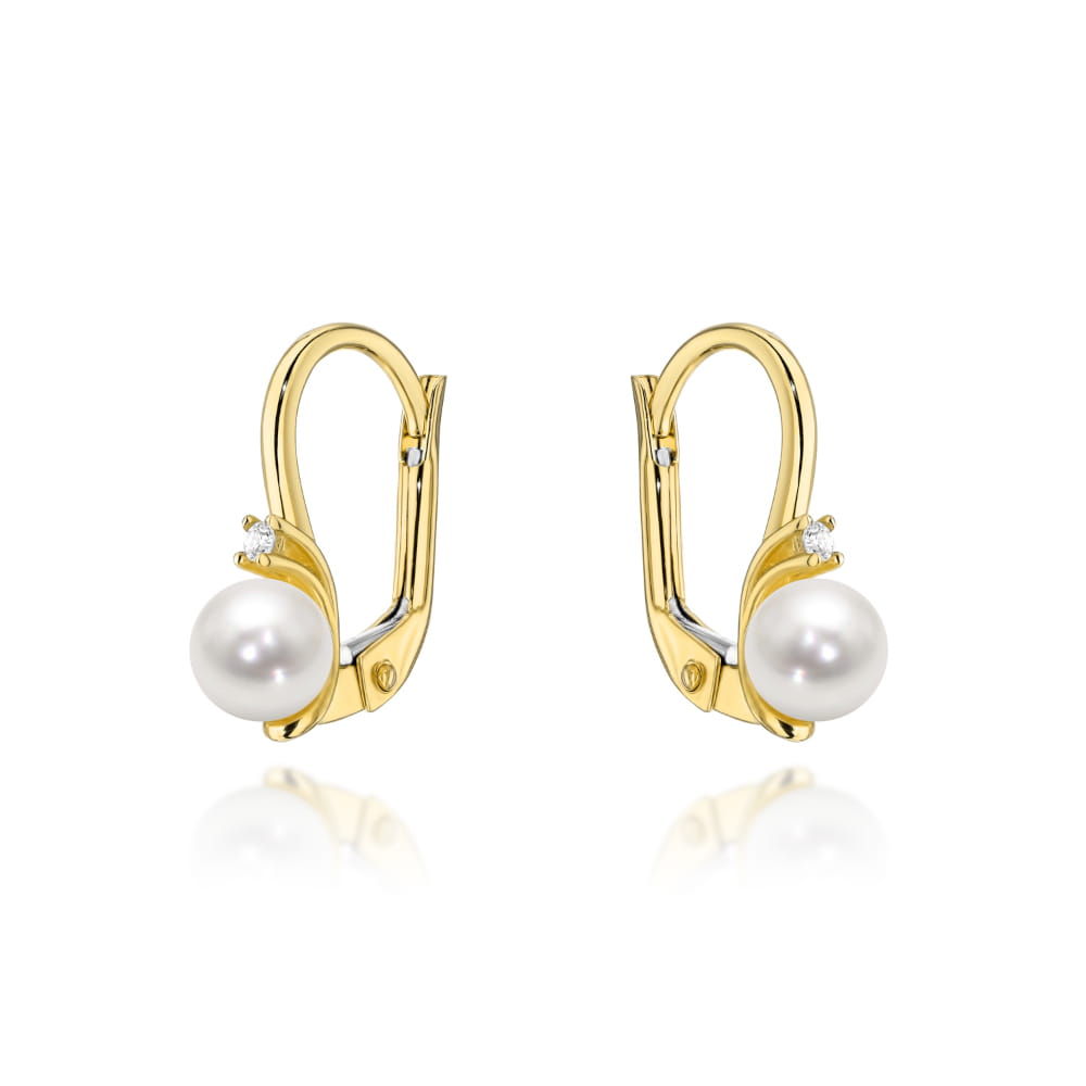 Cercei cu Perla si Zirconiu - Aur 14k