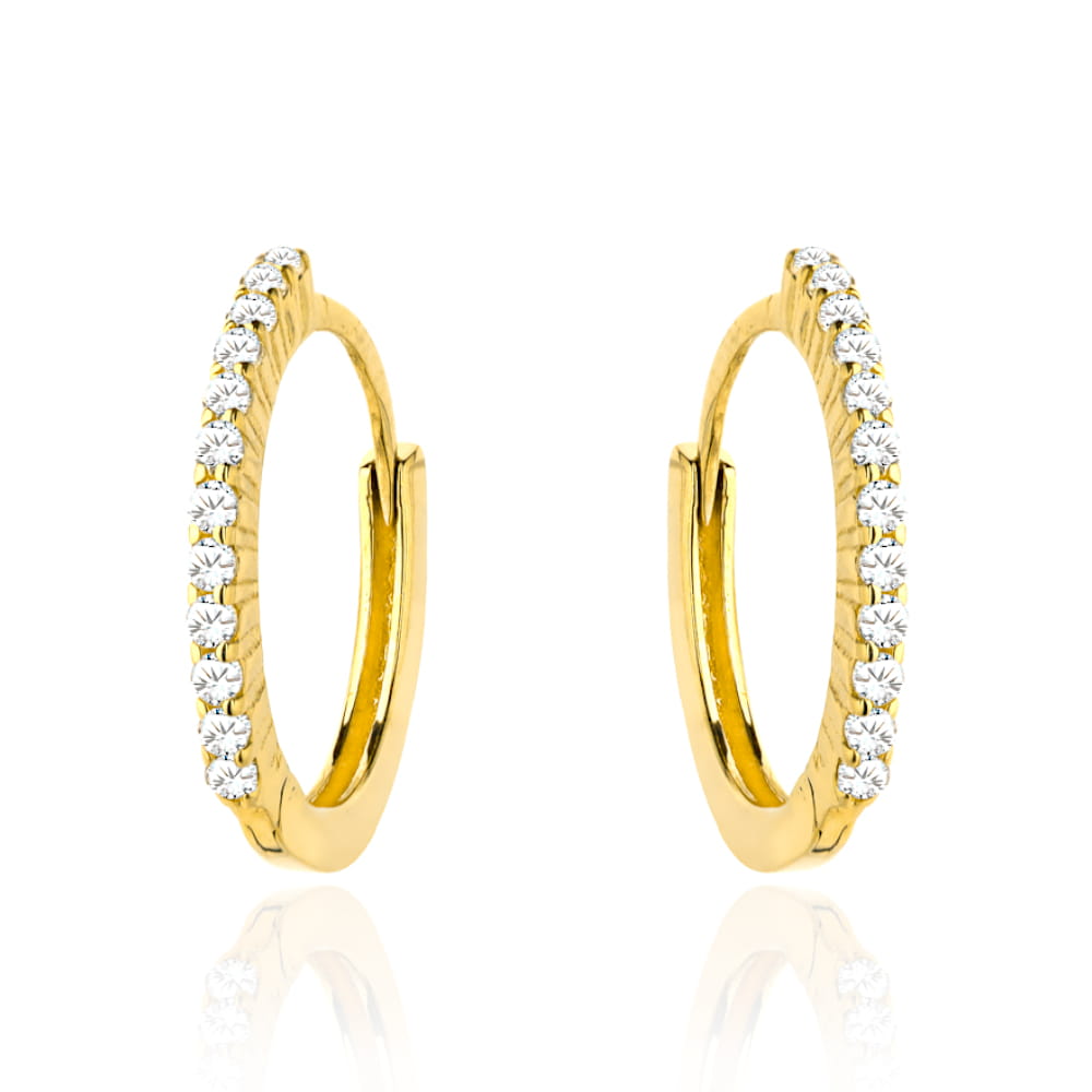 Cercei Creole Aur 14k cu Zirconii Albe