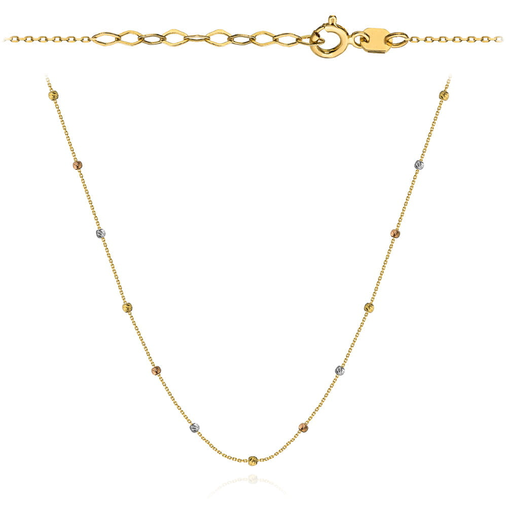 Colier Aur cu Bilute, 40 cm- 14k