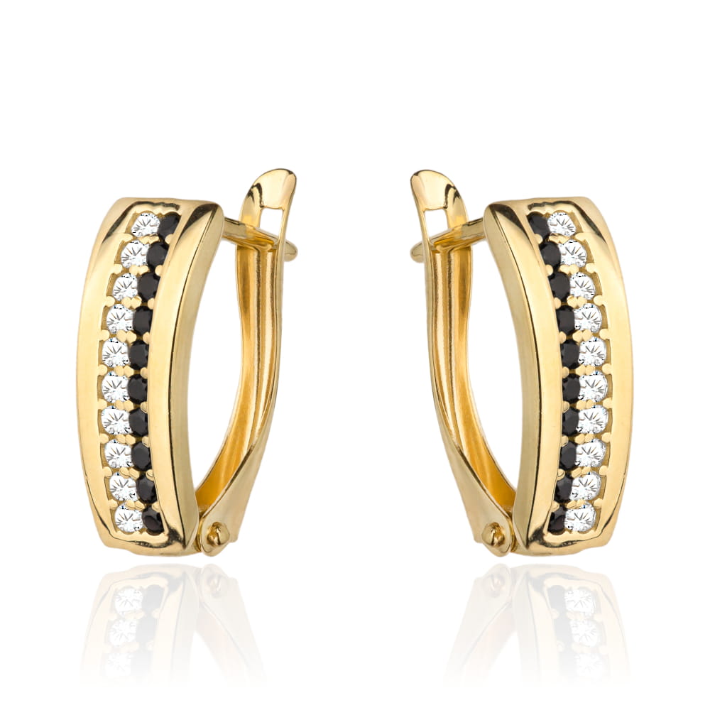 Cercei Aur 14k cu Zirconii Albe si Negre