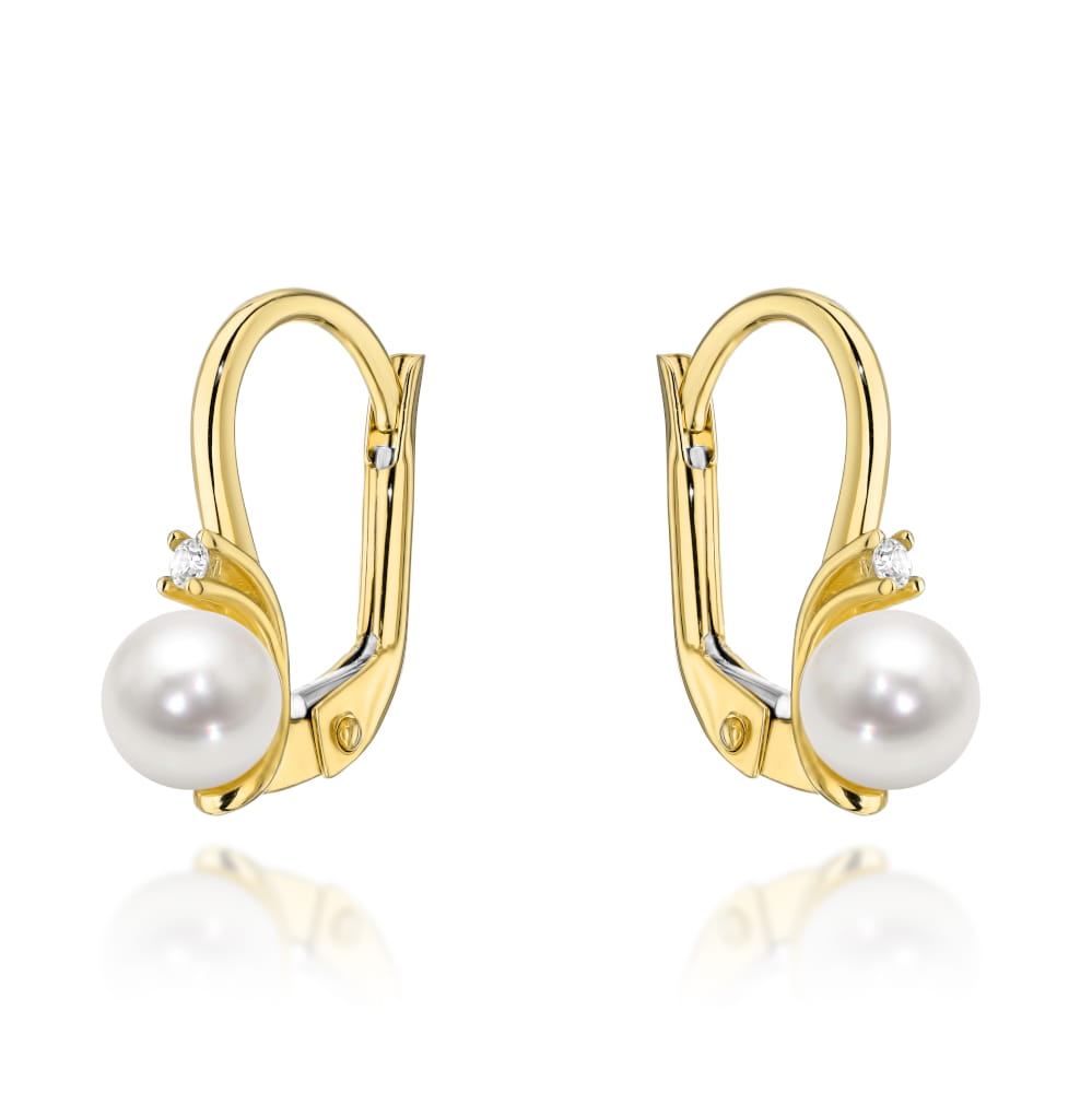 Cercei cu Perla si Zirconiu - Aur 14k