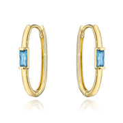 Cercei Creole Aur 14k cu Cristale Albastre