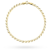 Bratara Lant cu Inimioare Impletite- Aur 14k